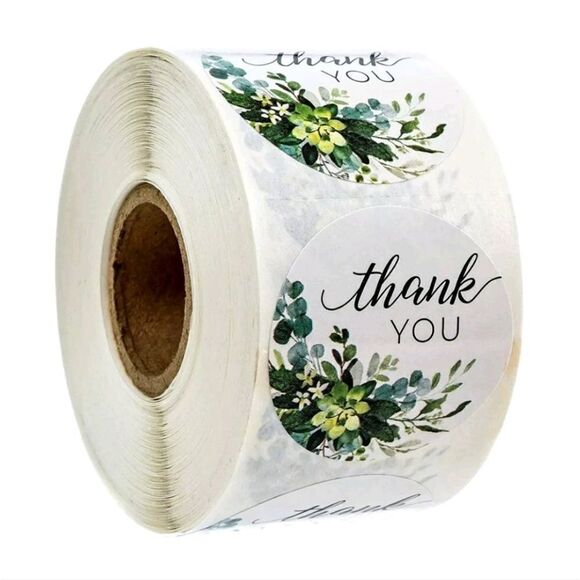 Brand new 100pcs Thank you stickers bundle set green flower - Picture 1 of 3
